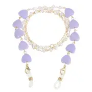 Beads Eyeglass Chain, Pearl Glasses Strap Retainer Chain, Purple Heart