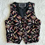 NWT Vtg 1995 90s NICOLE MILLER Petites Silk VEST / Top LIPSTICK sz L Ltd Edition