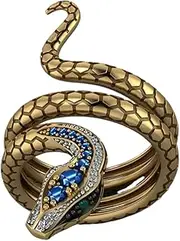 [Yhsioaklo] Snake Rings for Women, Snake Rings for Men - Open Rings, Adjustable Open Snake Ring with Rhinestones Costume Decor Cosplay Accessories