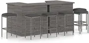 8 Piece Garden Bar Set with Cushions Poly Rattan Grey Patio Bar Sets