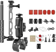 Bike Motorcycle Handlebar Mounting Bundle Kit for Insta360, Third-Person Bicycle Handlebar Selfie Stick Clamp Action Camera Accessories Mount Compatible with Insta360 X5 X4 X3 X2 X ONE GO3 S, GoPro