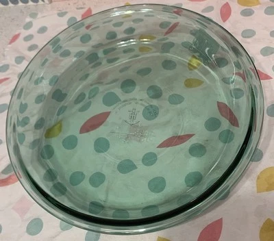 NEW Vintage Achor Hocking 9” Green Glass Pie Plate Dish Ovenware Collectible NOS