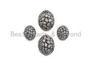 CZ Micro Pave Flat Oval Beads, Cz Pave Egg Beads, Cubic Zirconia Pave Beads, CZ