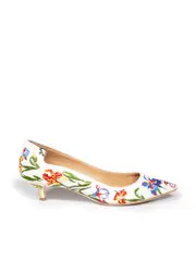 Floral Embroidered Logo Detail Pumps