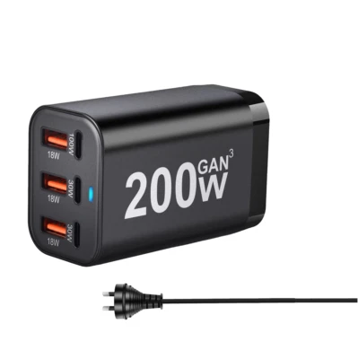 200W GaN USB Type C Mobile/Laptop/Macbook Charger AU Wall Plug Power Adapter