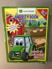 JOHN DEERE ACTIVITY BOOK WITH STICKERS FARM ANIMALS FARMLAND DRAWING MAZE NEW
