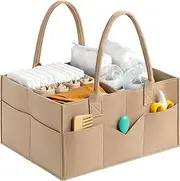 ZANZER Diaper Caddy Organizer - Baby Organizer for Nursery, Car Storage Organizer, Baby Gift Basket, Changing Table Organizer, Portable Diaper Organizer Caddy for Girls, Boys (Taupe)