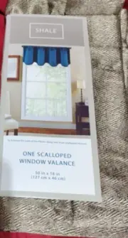 JCP Scalloped window valance, Shale, Techno Grey, 50"x18"