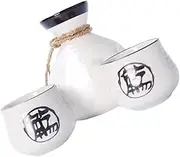 1Set Japanese Style Sake Pot Set with Wine Cups Elegant Hand Held Design for Home Bar Entertaining and Special Occasions