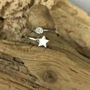 Sterling Silver White Star Cz Toe Ring