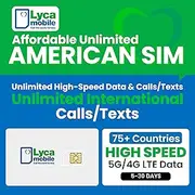 USA Lycamobile Prepaid SIM Card | Unlimited High-Speed 5G Data in The US | Unlimited Calls/Texts (20 Day)