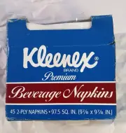 Vintage Kleenex Premium Beverage Napkins New Old Stock 45 Two Ply Napkins