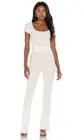 Privacy Please Ribbed Flare Pants Ivory White Lettuce Trim Revolve XL NWT $77