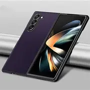 Plain Skin Leather Phone Case for Samsung Galaxy Z Fold6 5G TPU Soft Bumper for Sumsung Fold 6 ZFold6,Violet,03,for Samsung Z Fold6