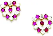 [JewelryWeb] 14k Yellow Gold July Red CZ Simulated Diamond Love Heart Screw Back Earrings 8x8mm Stud Earring for Women