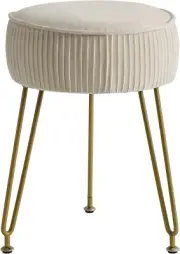 Velvet round Footrest Stool Ottoman Makeup Vanity Side Table Pouf Couch Stool