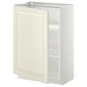 METOD base cabinet with shelves, white/Bodbyn off-white, 60x37x80 cm