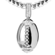 Men's Iced Silver Plated Football Pendant 20" Cuban Chain Necklace BCH 1085 S