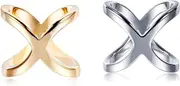 SYBL 2PCS Women Lady Girls Simple Fashion X Shape Scarves Buckle Scarf Clip Scarf Ring Wrap Clamp Silk Scarf Clasp Holder for Clothing Neckerchief Shawl (Golden + Silver), Gold+silver