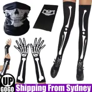 Skeleton Gloves Stockings Face Mask Skull Halloween Women Fancy Dress Costume AU