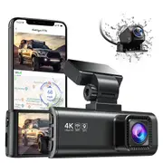 4K Dash Cam Front and Rear Car DVR Dash Camera WiFi Video Recorder