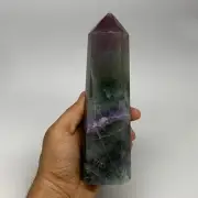 1.82 lbs, 7.2"x2"x1.7" Natural Fluorite Tower Obelisk Point Crystal, B29678