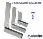 Engineer Set 2" 4" 6" Machinist Square 90º 3 pc Right Angle Bluefox