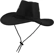 [BESPORTBLE] Western Cowboy Hat Wide Brim Sunshade Hat for Outdoor Events for Men and Women for Parties Cosplay and Holidays Black