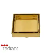 Radiant Square Floor Waste-Tile Insert-100mmx100mm-Brushed Gold (74mm outlet)