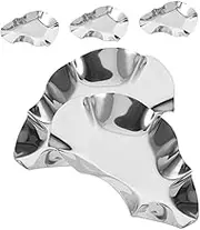 LIFKOME 5 Pack Oyster Shells Dish Sauce Holders Stainless Steel Grilling Shells Oyster Plate for Cooking Kitchenware Rack Dipping Bowls