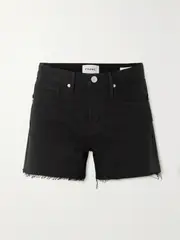 [FRAME] FRAME - Le Brigette Frayed Denim Shorts - Black - 25 25 Black