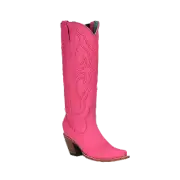Corral Ladies Stitch Pattern & Inlay Snip Toe Fushia Tall Boots Z5157