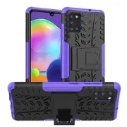 Samsung Galaxy A31 Case, Shockproof Heavy Duty Tough Kickstand Protective Rugged Case Cover (Purple)
