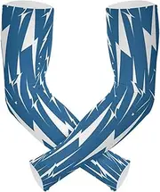 [Yoogain] UV Protection Arm Sleeves Lightning Bolts Blue White Sleeves Cooling Feel Two-Way Wearing Styles Cubre Brazos, Flash Blue White, 1 Size, Flashes Blue White, 1 size