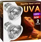 Reptile Heat Bulb 2 Pack, 50W UVA UVB Reptile Light Bulbs, Dimmable Heat Lamp Bu