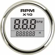 Marine 52mm Digital Tachometer Car Truck Boat Tacho Gauge with Hourmeter Waterproof 0-9990RPM Speedometer(F)