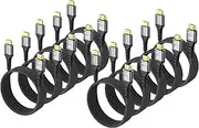 8K HDMI Cable 6FT 10-Pack, High Speed 48Gbps HDMI 2.1 Cord, Support 8K@60Hz & 4K@120Hz, HDR10+, SBTM, 12bit, 3D, eARC, Dolby Atmos, DTS:X, HDCP 2.3 for TV, Monitor, Apple TV, Roku, Soundbar, PS5, Xbox
