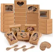 Moukiween 32 Pcs Soap Boxes with Window, 3.54 x 2.36 x 1.2 Inch Kraft Soap Packaging Boxes