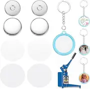 uxcell 10 Sets Button Maker Supplies 32mm / 1.26 Inch Blank Badge Button Parts Badge Parts with Blank Paper for Hand Press Crafts Making Double-Sided Keychain, Blue