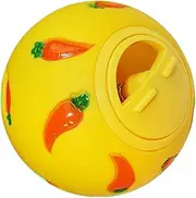 Fenteer Rabbit Treat Ball Enrichment Toys Snack Toy Ball Interactive Bunny Toy Adjustable Leaky Food Chew Toys Guinea Pig Kitty Supplies, Yellow