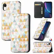 CaseNeo For Apple iPhone XR Leather Wallet Flip Case With RFID Blocking Credit Card Holder Slots Cover - Nordic Rhombus