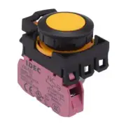 IDEC CW Series Yellow 22.3mm Maintained Flush Push Button Switch 1NC IP65