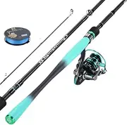 LLEIIshen Spinning Fishing Set 1.8m 2.1M Carbon Fibre Fishing Rod and 5.0:1 12+1BB Spinning Fishing Reels with Line Lure Kit/1825