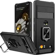 for Google Pixel 7 Pro Case with [Card Holder Slot][Stand Kickstand Ring][Sliding Window] Tough Slim Heavy Duty Defender Armor Shockproof Military Grade Dual Layer Pixel 7 Pro Case Cover