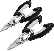 Abaodam 2pcs Stainless Steel Fishing Pliers Scissors Multifunctional Wire Cutter with Pointed Nose Design Oxford Bag Wear Resistant Tightening Tool for Fishing Supplies