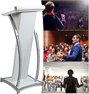Lectern Podium Stand, Lectern Podium Stand,Floor Standing Metal Podium Stand, Professional Lectern with Wide Reading Countertop, Conference Restaurant Pulpit Podium/Black/4,White-47x47x110c