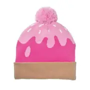 Little Girls Ice Cream Cone Matching Winter Hat & Gloves Set - Pink Multi