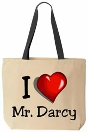 I Love Mr. Darcy Jane Austen Funny Canvas Tote Reusable Bag Elizabeth Miss Bingl