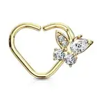 Piercing Ear Cartilage Daith Ring Heart Gold Plated Butterfly