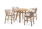 BAYOU 5-PCE OUTDOOR BAR SET 4 BAR STOOLS/ROUND ACACIA TIMBER BAR TABLE